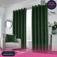 Hampton Green Blackout Velvet Supersoft Eyelet Curtains - Green / 229cm / 168cm - image 1