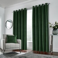 Hampton Green Blackout Velvet Supersoft Eyelet Curtains - Green / 168cm / 229cm - image 1