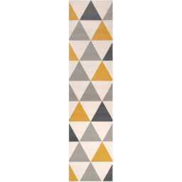 Geometric Diamond Living Room Rug - Grey & Ochre / 320 x 80cm - thumbnail 5