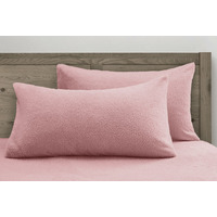 Teddy Soft Cosy Thermal Fleece Pillowcase Pair - Deep Blush Pink