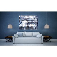 'Abstract Geometric' Print on Canvas - Blue / 31cm / 41cm - image 1