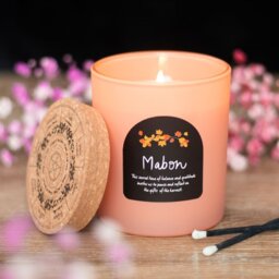 Mabon Apple Wheel of the Year Candle Autumn Equinox Vegan Burn - Peach - thumbnail 2
