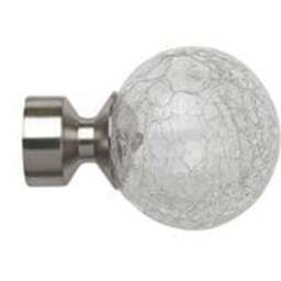 28mm Fixed Length Metal Eyelet Curtain Pole Set - Crash Finial - Satin Silver / 110cm - thumbnail 3