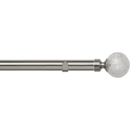 28mm Fixed Length Metal Eyelet Curtain Pole Set - Crash Finial - Satin Silver / 110cm - thumbnail 2