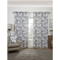 Iona Printed Lined Eyelet Curtains - Grey / 228cm