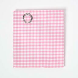 Cotton Gingham Eyelet Curtain Pair - Pink / 137cm / 228cm - thumbnail 2