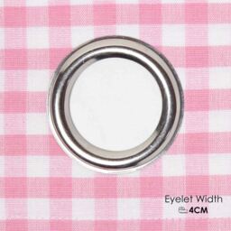 Cotton Gingham Eyelet Curtain Pair - Pink / 137cm / 228cm - thumbnail 3
