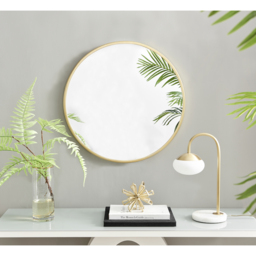 Emma Round Gold Frame Wall Mirror - Gold / 61cm - thumbnail 3