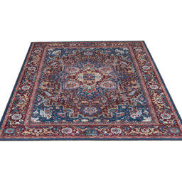 Burgundy Traditional Washable Rug - Blue Navy / 80cm x 150cm (Small) - thumbnail 5