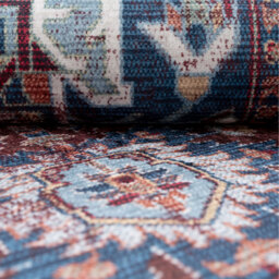 Burgundy Traditional Washable Rug - Blue Navy / 80cm x 150cm (Small) - thumbnail 3