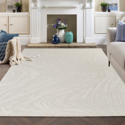 Hamilton Modern Metallic Sheen Area Rug - Marble Inspired Design Rug - Cream / 290cm - thumbnail 3