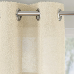 Pair of Andorra Textured Fabric Header Sheer Voile Panels - Cream / 229cm - thumbnail 3