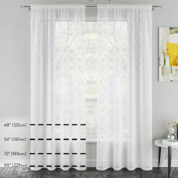 Pair of Andorra Textured Fabric Header Sheer Voile Panels - Cream / 229cm - thumbnail 5