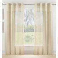 Pair of Andorra Textured Fabric Header Sheer Voile Panels - Cream / 229cm