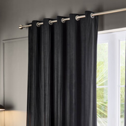 Corinthian Velvet Room Darkening Eyelet Curtains - Black / 183cm / 117cm - thumbnail 4