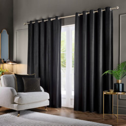 Corinthian Velvet Room Darkening Eyelet Curtains - Black / 183cm / 117cm - thumbnail 2