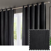 Corinthian Velvet Room Darkening Eyelet Curtains - Black / 183cm / 117cm