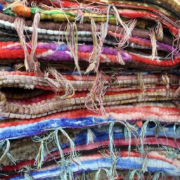 Colorful Handmade Velvet Rug Indian Cotton Recycled Textile Rug - Multi - thumbnail 2