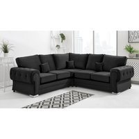 VERONA Plush Fabric 2 Corner 2 (2C2) Sofa - BLACK