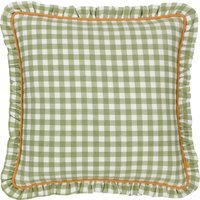 Maude Gingham Piped Polyester Filled Cushion - Sage - image 1