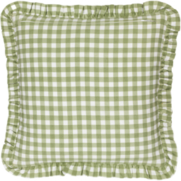 Maude Gingham Piped Polyester Filled Cushion - Sage - thumbnail 2