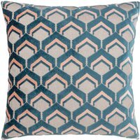 Ledbury Velvet Jacquard Cushion - Smoke and Rose - thumbnail 1