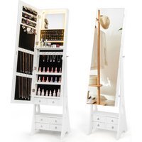 Lighted Jewelry Organizer Armoire Jewelry Cabinet - White