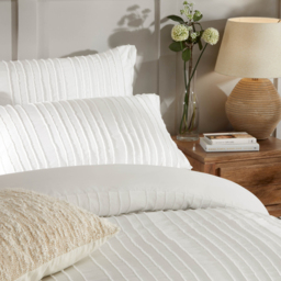 Harrison Stripe Tufted Soft Touch Duvet Cover Set - White / Double - thumbnail 2