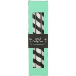 Set of 3 Black Candy Cane Unscented Taper Candles - Black and White - thumbnail 2