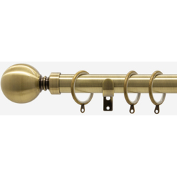 Antqiue Brass 28mm Ball Fixed Length Metal Curtain Pole - Antique Brass / 150cm - thumbnail 5