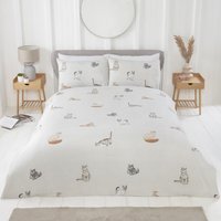 Purrrfect Microfibre Polyester Duvet Set with Pillowcase - Natural / Single