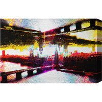 London Big Ben Flipped Graphic Art Wrapped on Canvas - Black / 152cm