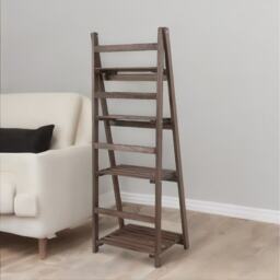 4 Tier Free Standing Ladder Shelf Wooden Plant Stand - Natural Brown - thumbnail 5