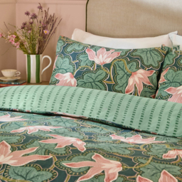 Luella Printed Reversible Cotton Blend Duvet Cover Set - Green / Single - thumbnail 2