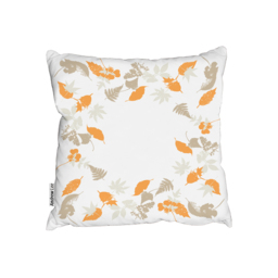 Orange  Grey Autumn Leaves Outdoor Cushion - Orange / 60cm - thumbnail 2