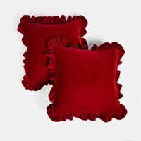 OHS Velvet Plush Cushion Covers - Red / Machine Washable at 30°C / 4