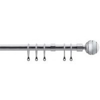 16 - 19mm Satin Silver Serrated Ball Metal Curtain Pole Set - Silver / 120cm - thumbnail 1