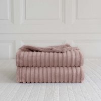 Snug Soft Chunky Ribbed Cord Plush Throw Blanket - Blush / 100x150 - image 1