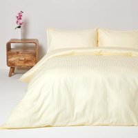 Satin Stripe Egyptian Cotton Duvet Cover with Pillowcase - Pastel Yellow / Single
