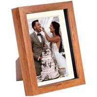 "3D Box Photo Frame - 5x7"" with 4 x 6"" Mount - Dark Wood/Ivory"
