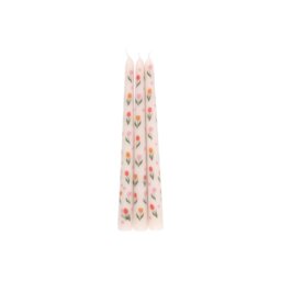 Set of 3 Tulip Print Taper Candles Unscented Burn - White - thumbnail 2