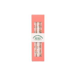 Set of 3 Tulip Print Taper Candles Unscented Burn - White - thumbnail 4