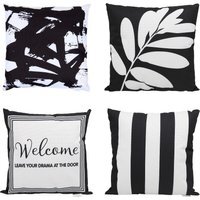 Pack of 4 Linear Lux Outdoor Cushions - Monochrome