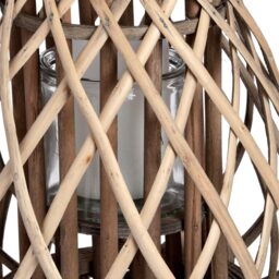 Rustic Decor Small Wicker Bulbous Lantern Coastal Accent - Brown - thumbnail 3
