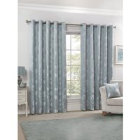 English Garden Lined Eyelet Jacquard Curtains - Duck Egg Blue / 116cm / 137cm