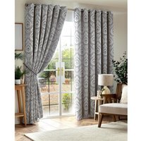 Victoria Room Darkening Ring Top Curtains - Silver / 168cm / 229cm - image 1