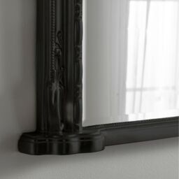 Victorian Arched Bevelled Overmantle Mirror - Black - thumbnail 3