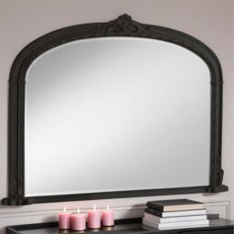 Victorian Arched Bevelled Overmantle Mirror - Black - thumbnail 2