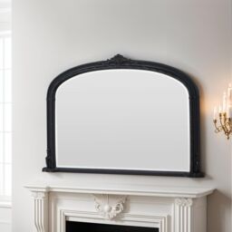 Victorian Arched Bevelled Overmantle Mirror - Black - thumbnail 5
