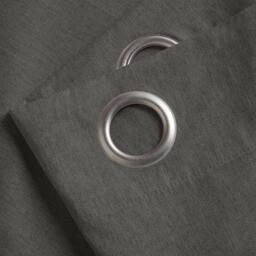 Linen Look Eyelet Ring Top Blackout Curtains - Charcoal / 161cm / 137cm - thumbnail 4